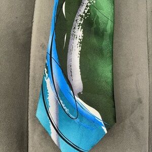 J. Garcia Green and Blue Patterned Silk Tie